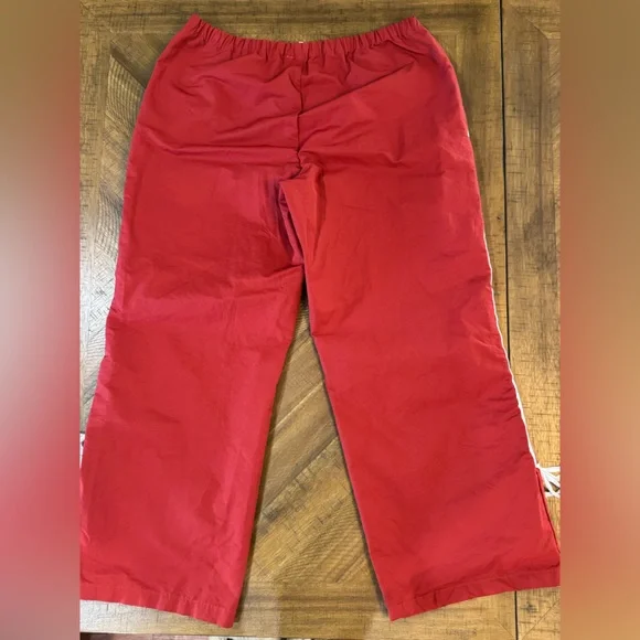Cali1850 Muted Red Nylon Track Pants with White Stripe Ankle Ties Y2K NWOT - Picture 11 of 15